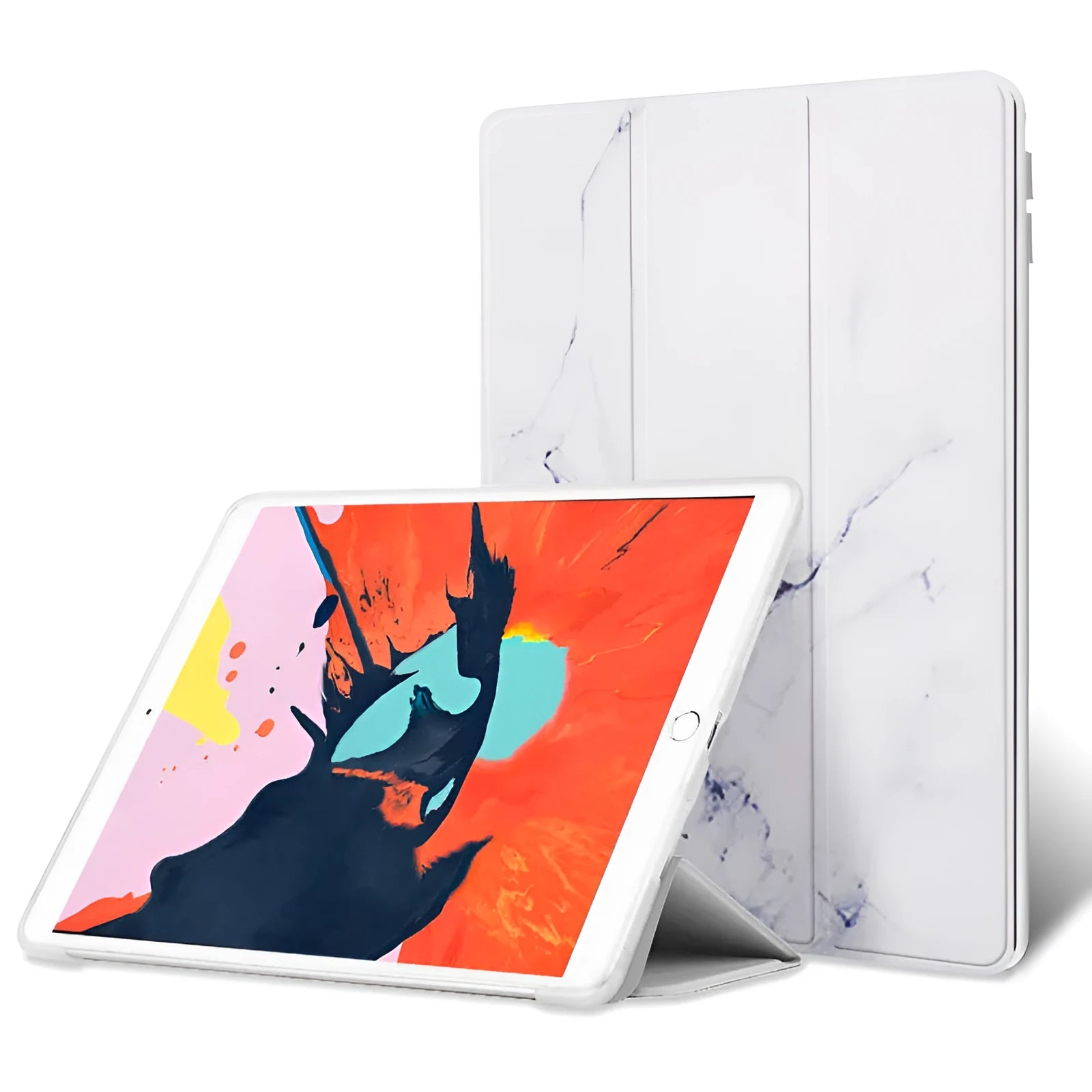 Bigmzpai watercolour blue silicone tri-fold flip cover case for iPad 10.2 inch