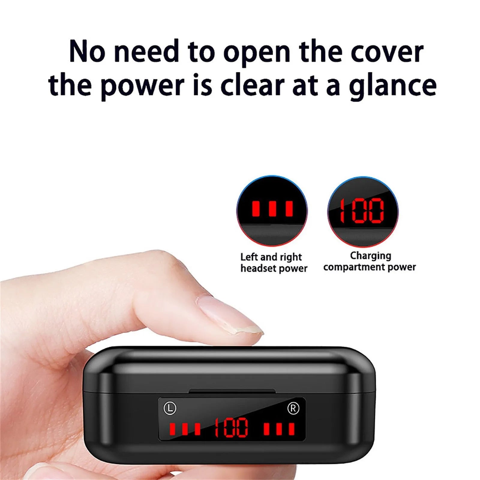 V7 LED version wireless Bluetooth TWS binaural headset with charging case and ear caps