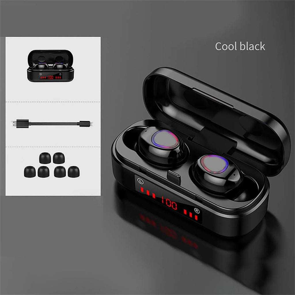 V7 LED version wireless Bluetooth TWS binaural headset with charging case and ear caps