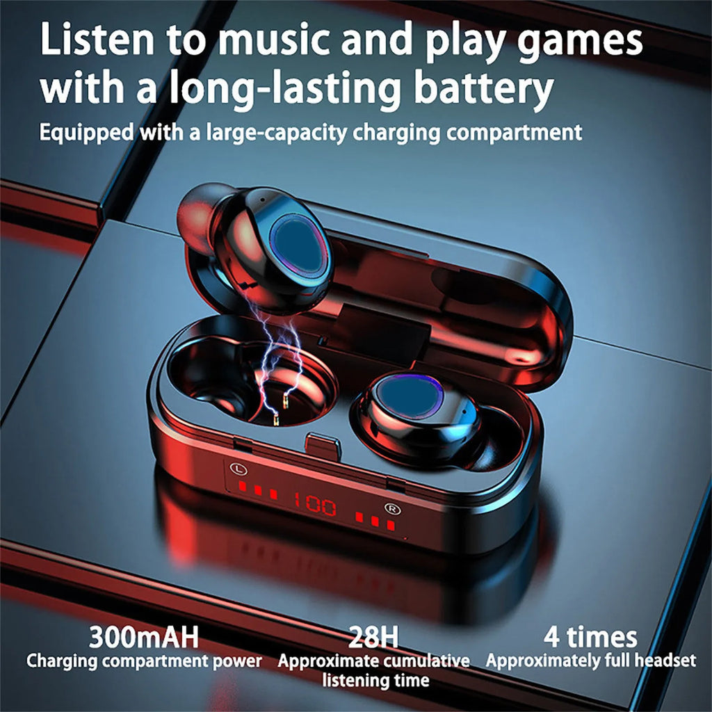 V7 LED version wireless Bluetooth TWS binaural headset with charging case and ear caps