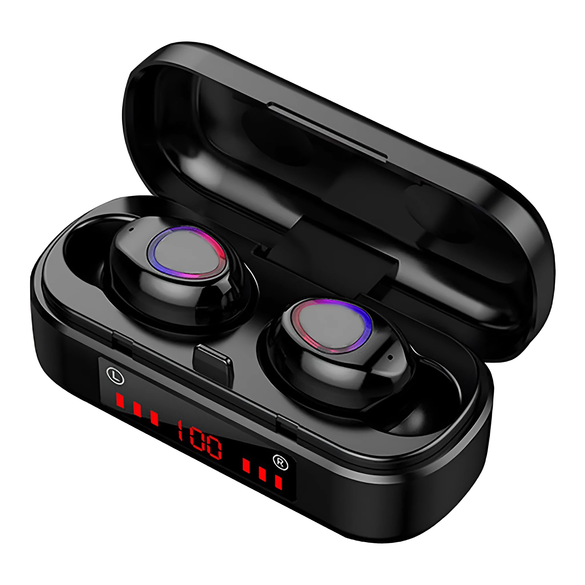 V7 LED version wireless Bluetooth TWS binaural headset with charging case and ear caps