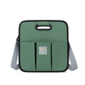Portable shoulder baby nappy messenger bag with foldable cot, sunshade cloth, mosquito net, and soft mattress in green
