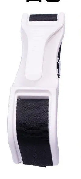 Black car seat belt cover for pregnant women with ABS injection frame, 60x200mm size on co-pilot belt
