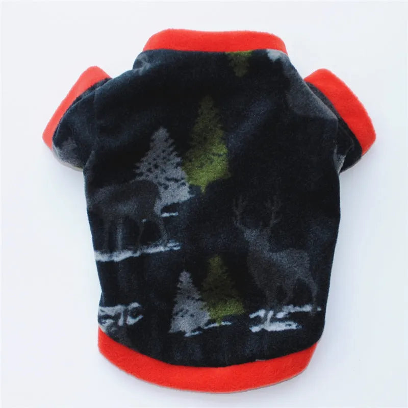 Fleece Christmas pet costume for dogs and cats in Santa style with 10 colour options and four sizes