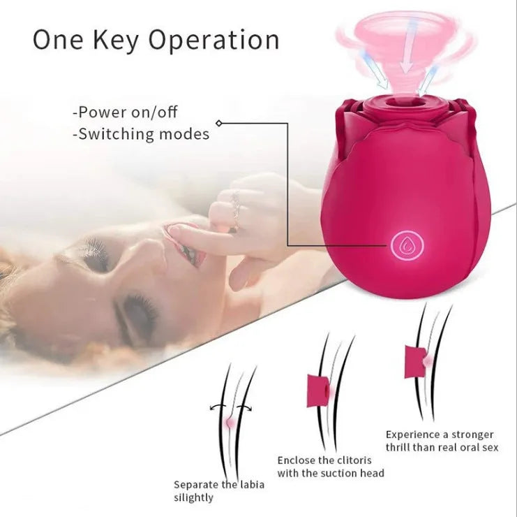 Huafeihua rose sucking tongue licking vibrating egg in pink silicone with compact design