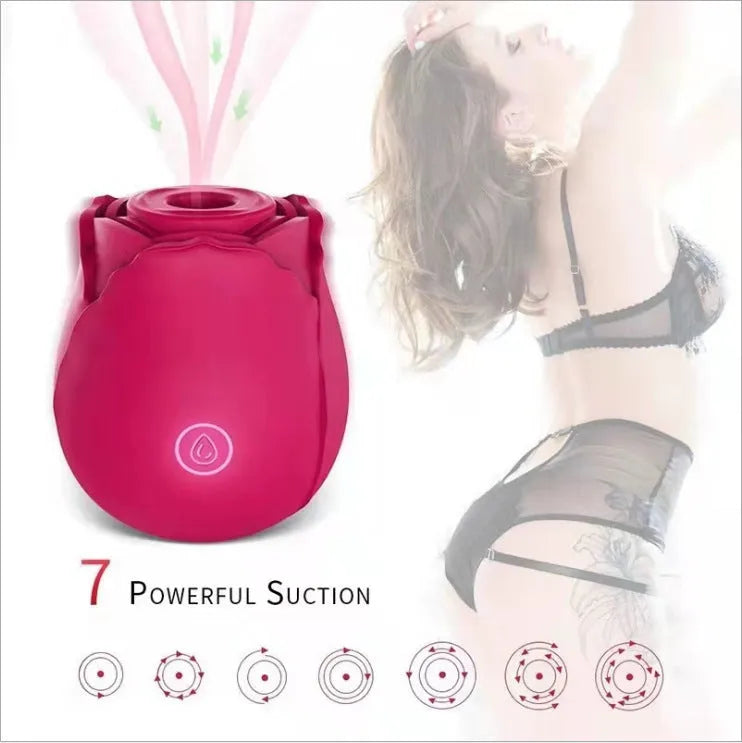 Huafeihua rose sucking tongue licking vibrating egg in pink silicone with compact design