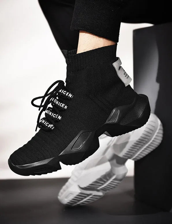 Men's sports casual shoes white colour mesh upper side view size 39-47
