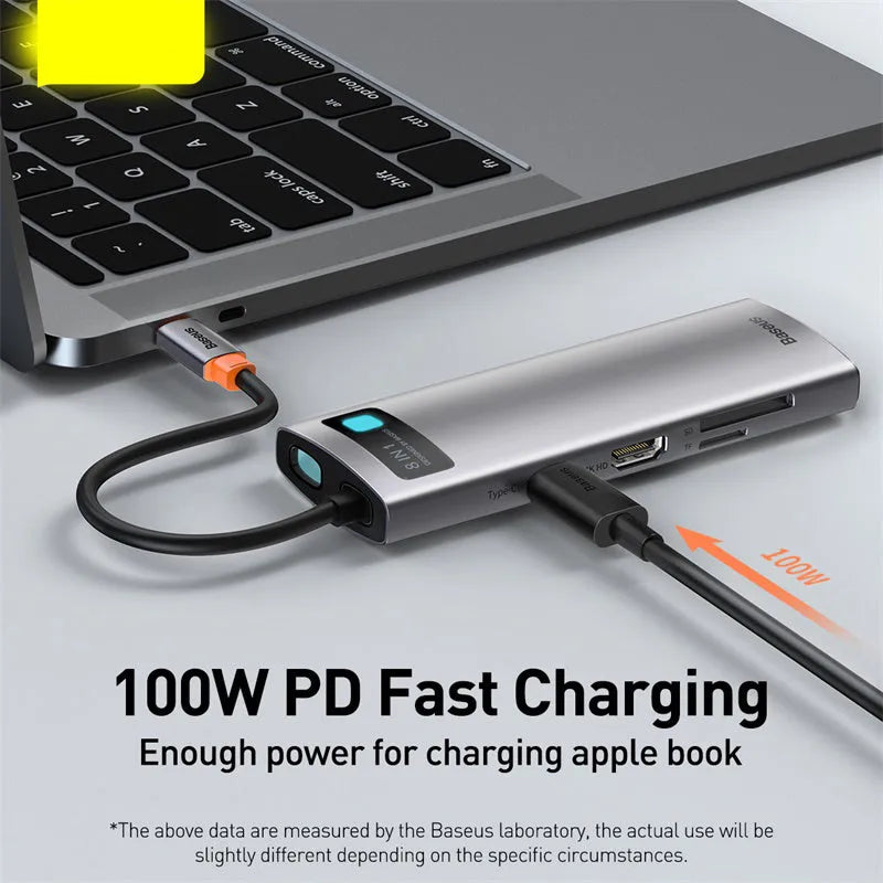Baseus Metal Shimmer Type-C Hub Docking Station with metal finish and multiple ports