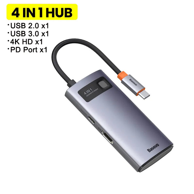 Baseus Metal Shimmer Type-C Hub Docking Station with metal finish and multiple ports