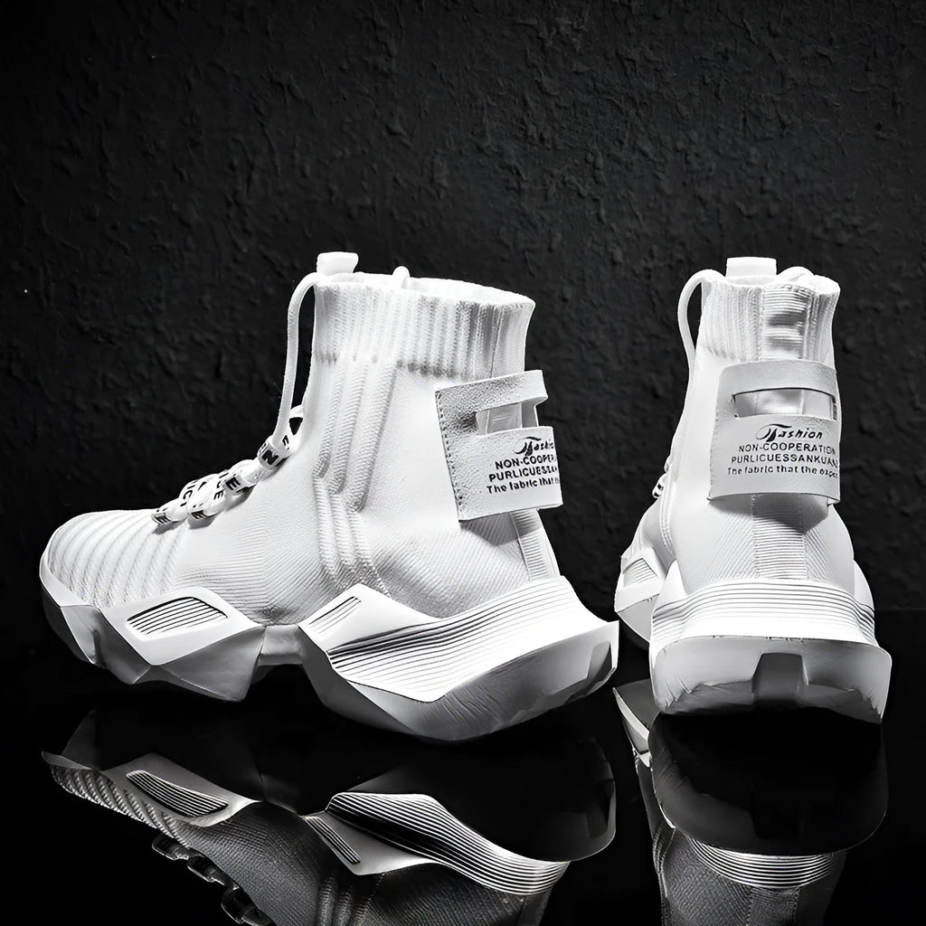 Men's sports casual shoes white colour mesh upper side view size 39-47