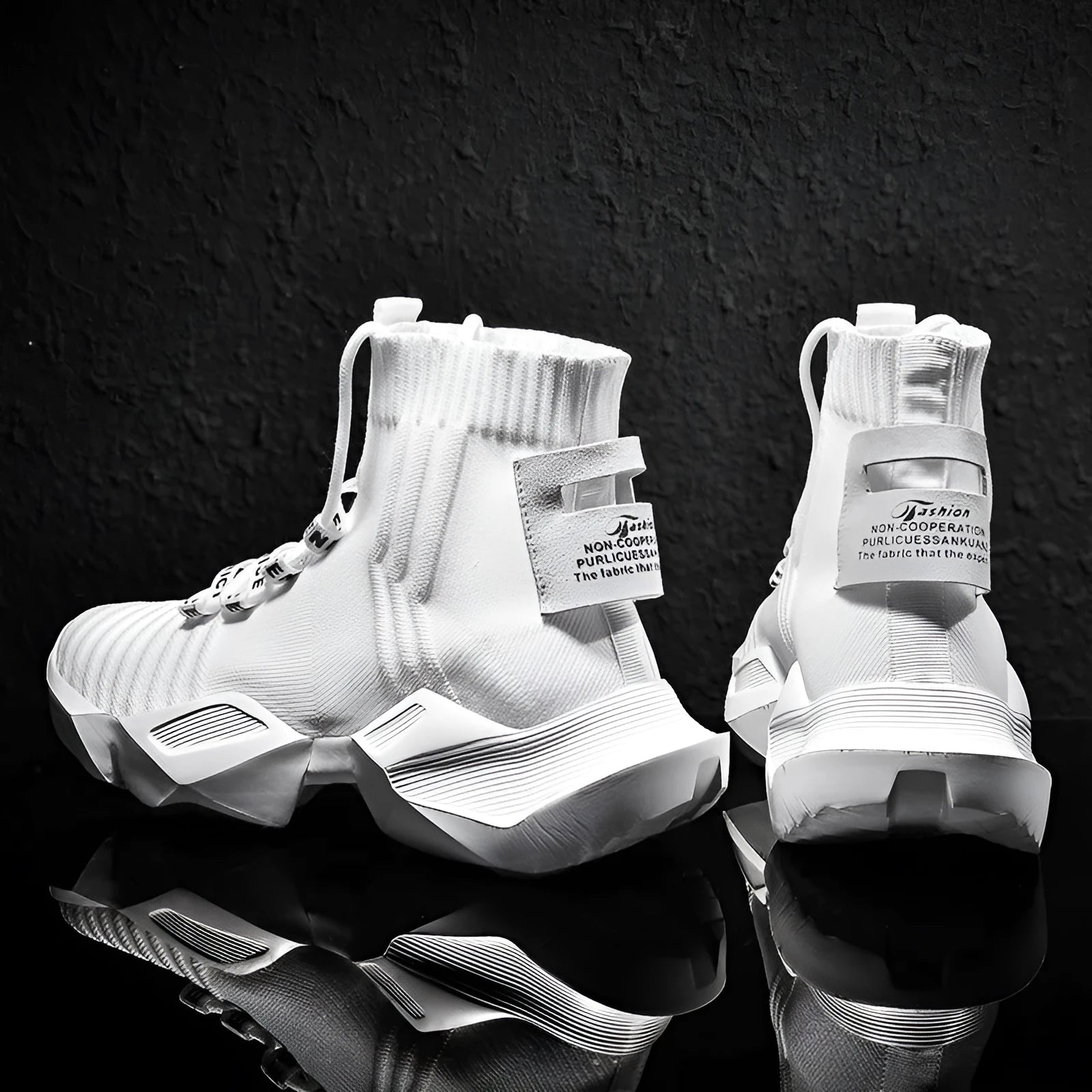 Men's sports casual shoes white colour mesh upper side view size 39-47