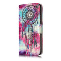 Marble flip wallet phone case with cartoon animal design for iPhone, shown open with cards stored inside.