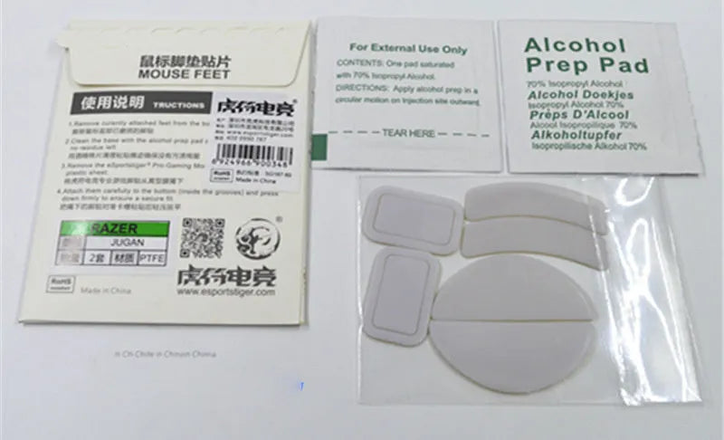 White Esports Tiger arc edge mouse skates for Logitech GPX Superlight with anti-static tweezers