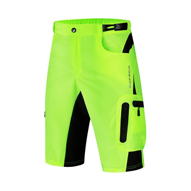Outdoor leisure breathable wicking hiking shorts with multiple zipper pockets and elastic waistband in black