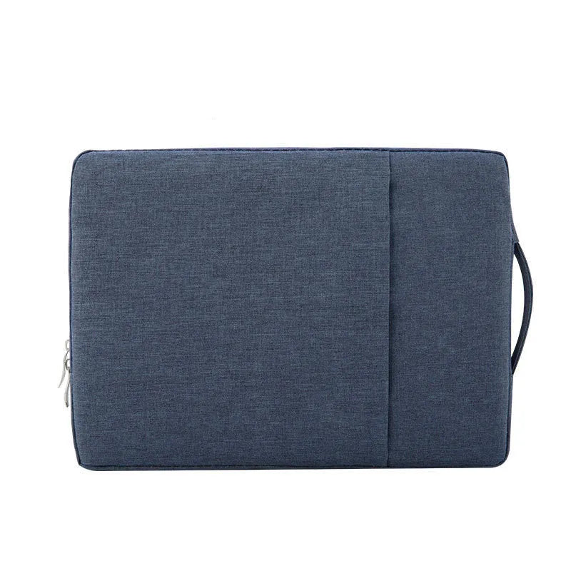 Polyester laptop sleeve bag with zipper closure and telescopic handle in black, grey, navy blue, and purple