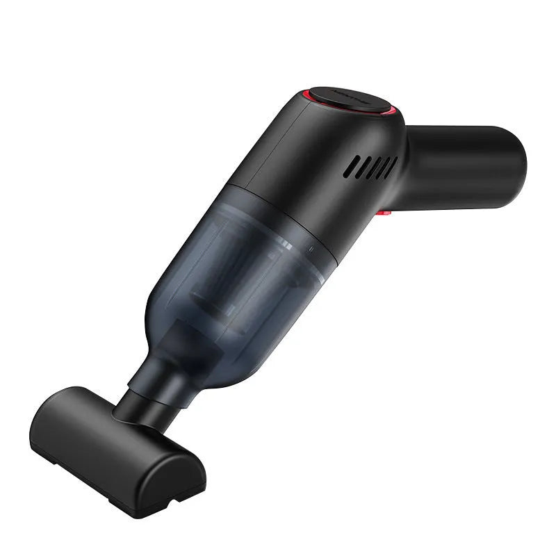 Wireless handheld car vacuum cleaner with 8000pa suction, washable filter, and visual dust bucket in black