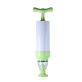 Green manual vacuum compression storage bag with a hand pump for removing air