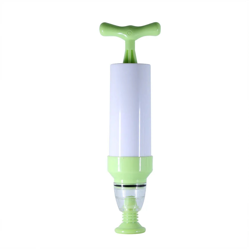 Green manual vacuum compression storage bag with a hand pump for removing air