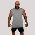 Men's sleeveless muscle fitness vest in black, loose round neck, no hood, Asian sizing M to XXXL