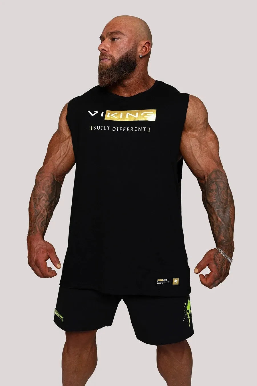 Men's sleeveless muscle fitness vest in black, loose round neck, no hood, Asian sizing M to XXXL