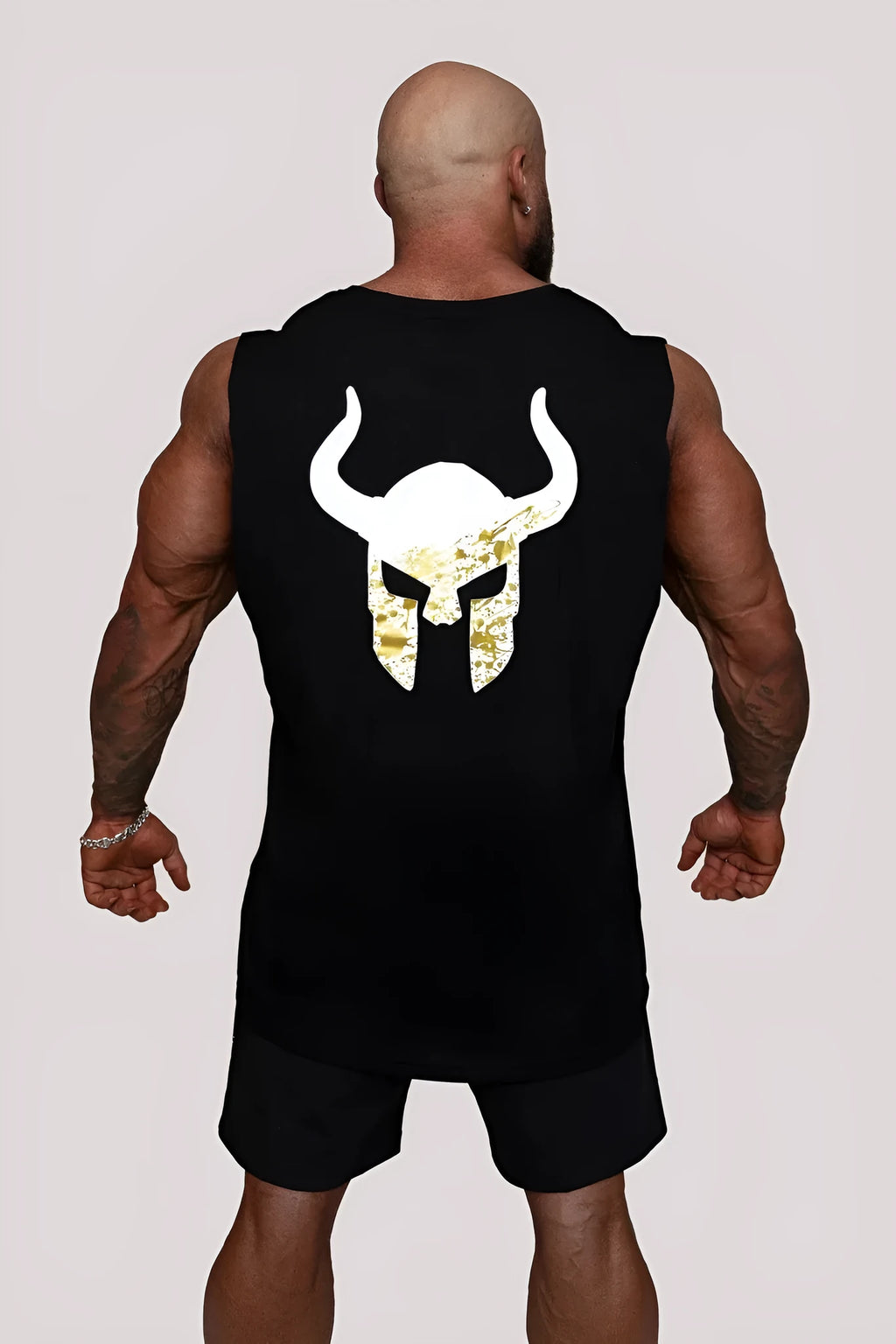 Men's sleeveless muscle fitness vest in black, loose round neck, no hood, Asian sizing M to XXXL