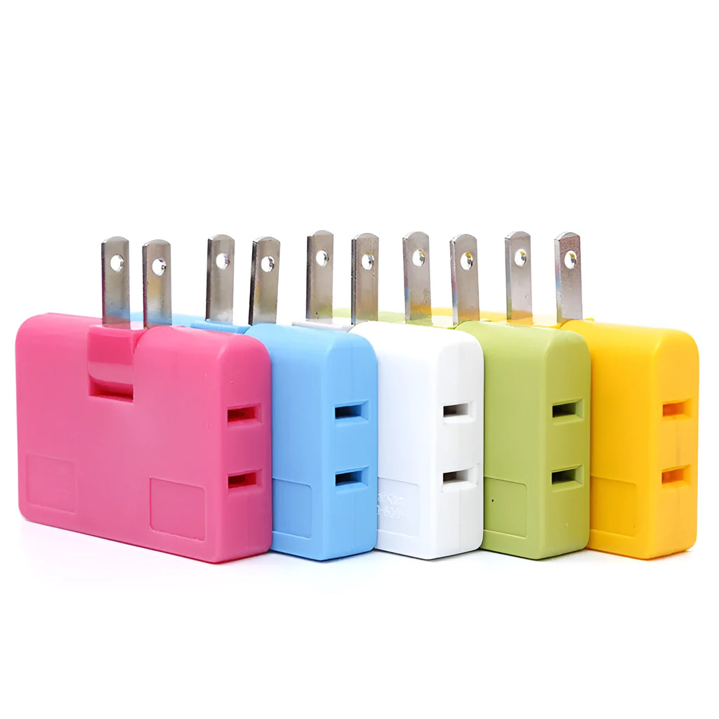 White US plug rotary head converter ultra-thin universal jack 36x36x50mm on white background