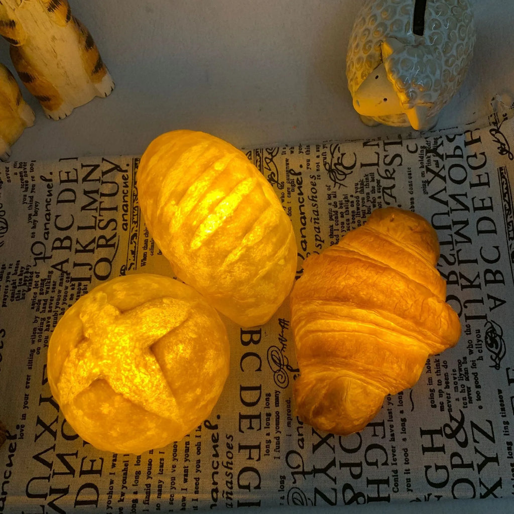 Simulation croissant bread shaped LED night light in croissant colour for room decoration