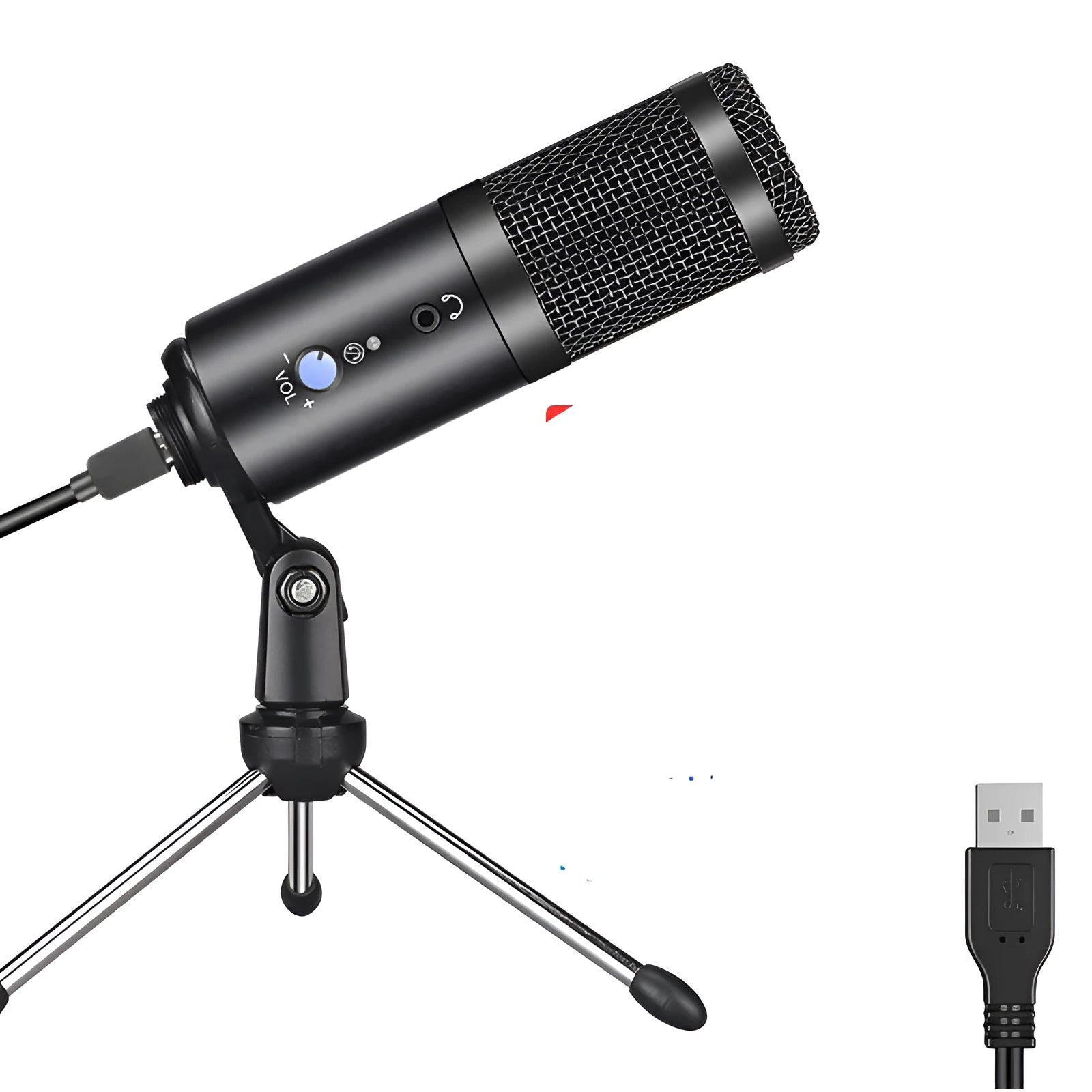 Wireless condenser microphone for podcast recording with cardioid pickup pattern, available in black and silver grey