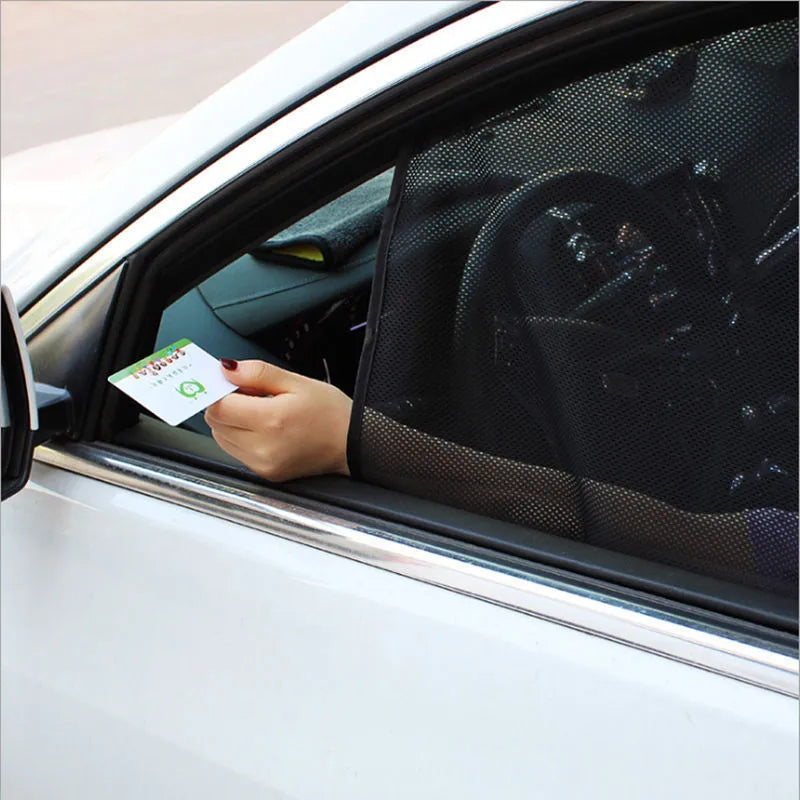 Black car magnetic sunshade net with 10 magnets on mesh cloth, 80x50cm or 90x60cm size for vehicle door windows