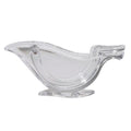 Transparent acrylic manual lemon juicer with bird-shaped press for squeezing citrus slices