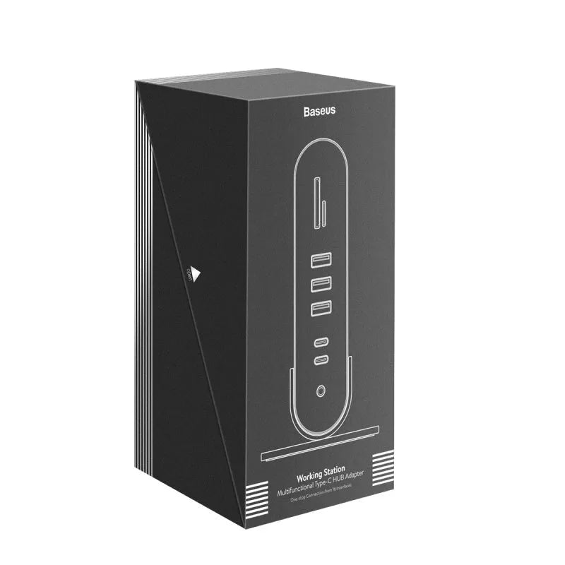 Deep space grey 16-in-1 Type-C docking station with multiple ports and connectivity options
