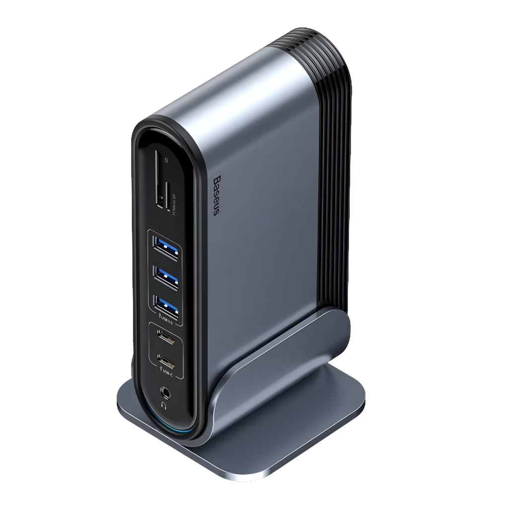 Deep space grey 16-in-1 Type-C docking station with multiple ports and connectivity options