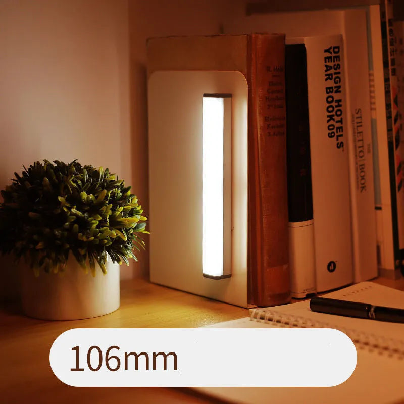 Induction LED cabinet lamp strip with hand-scanning sensor, rechargeable battery, and magnetic suction design