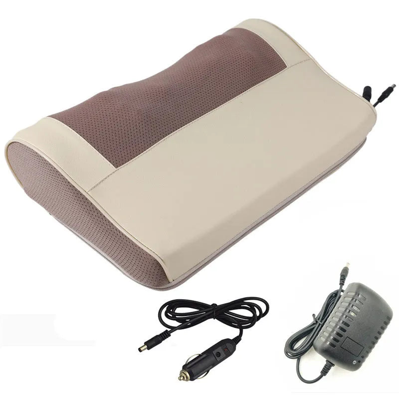 Cervical spine massage pillow electric neck shoulder massager with 8 heads and infrared