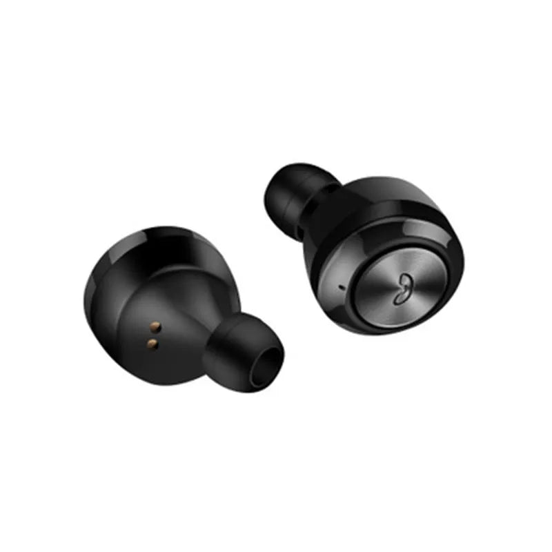 Black and white A6 noise cancelling Bluetooth earbuds with TWS wireless stereo design