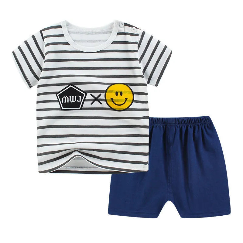 Children's two-piece cotton summer set with cartoon print in sizes from 73 to 120cm