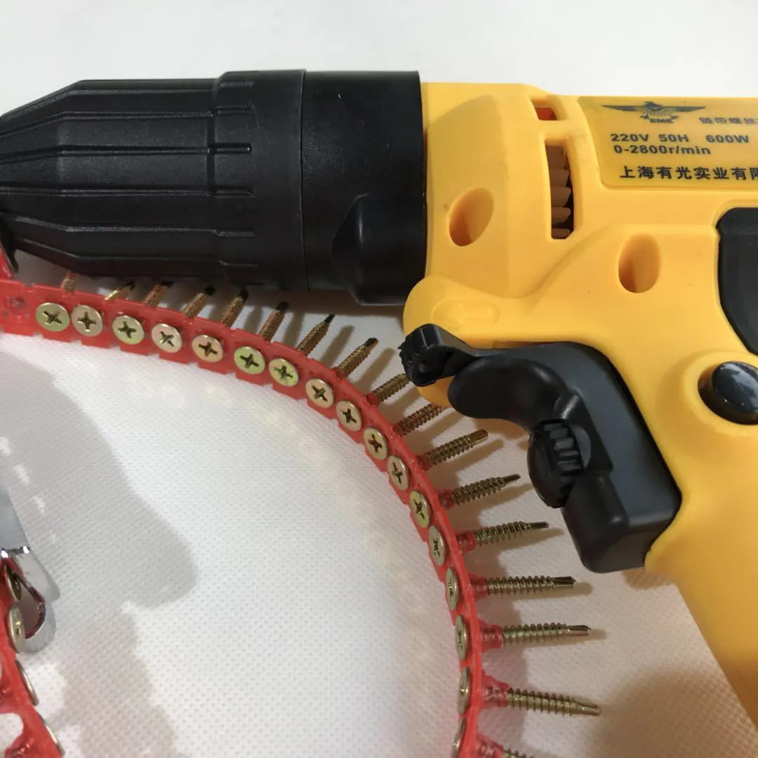 Yellow rechargeable chain belt screw machine with pistol grip handle