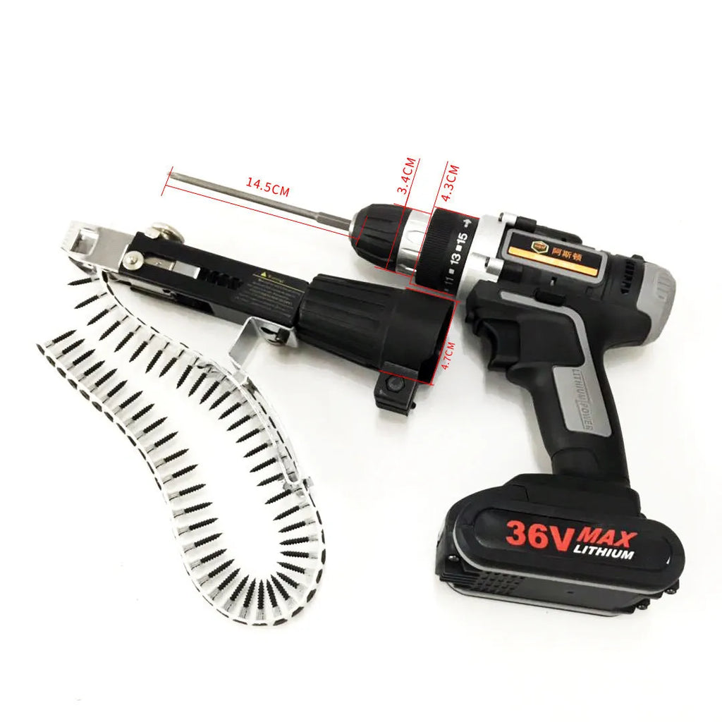 Yellow rechargeable chain belt screw machine with pistol grip handle