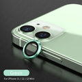 Metal rimmed tempered glass camera lens protector for iPhone 11 12 13 series with anti-reflective finish