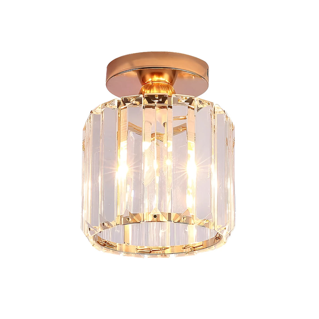 Crystal ceiling aisle light in gold or black, round or square, 220V LED warm light for hallway entrance study