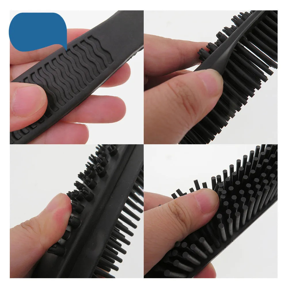 Electrostatic rubber pet hair remover brush 260x40x40mm for sofas, carpets, and car seats, scratch-free