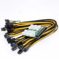 Server power conversion riser board with twelve 50 cm long 8-pin PCIe graphics card power cables attached.
