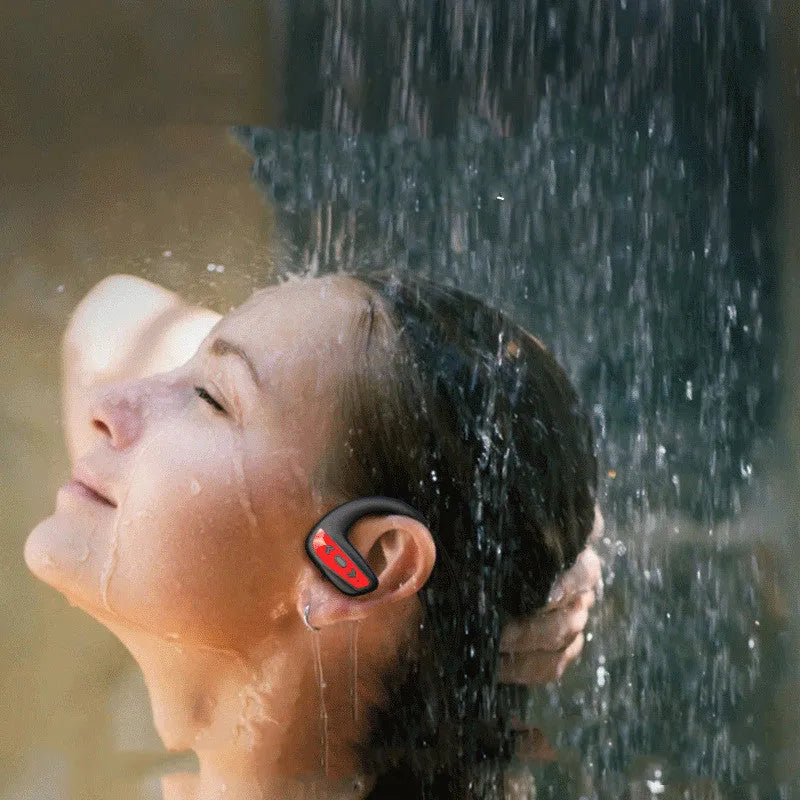 Suomijia SM608 black swimming headset with head-mounted design and dual stereo earbuds