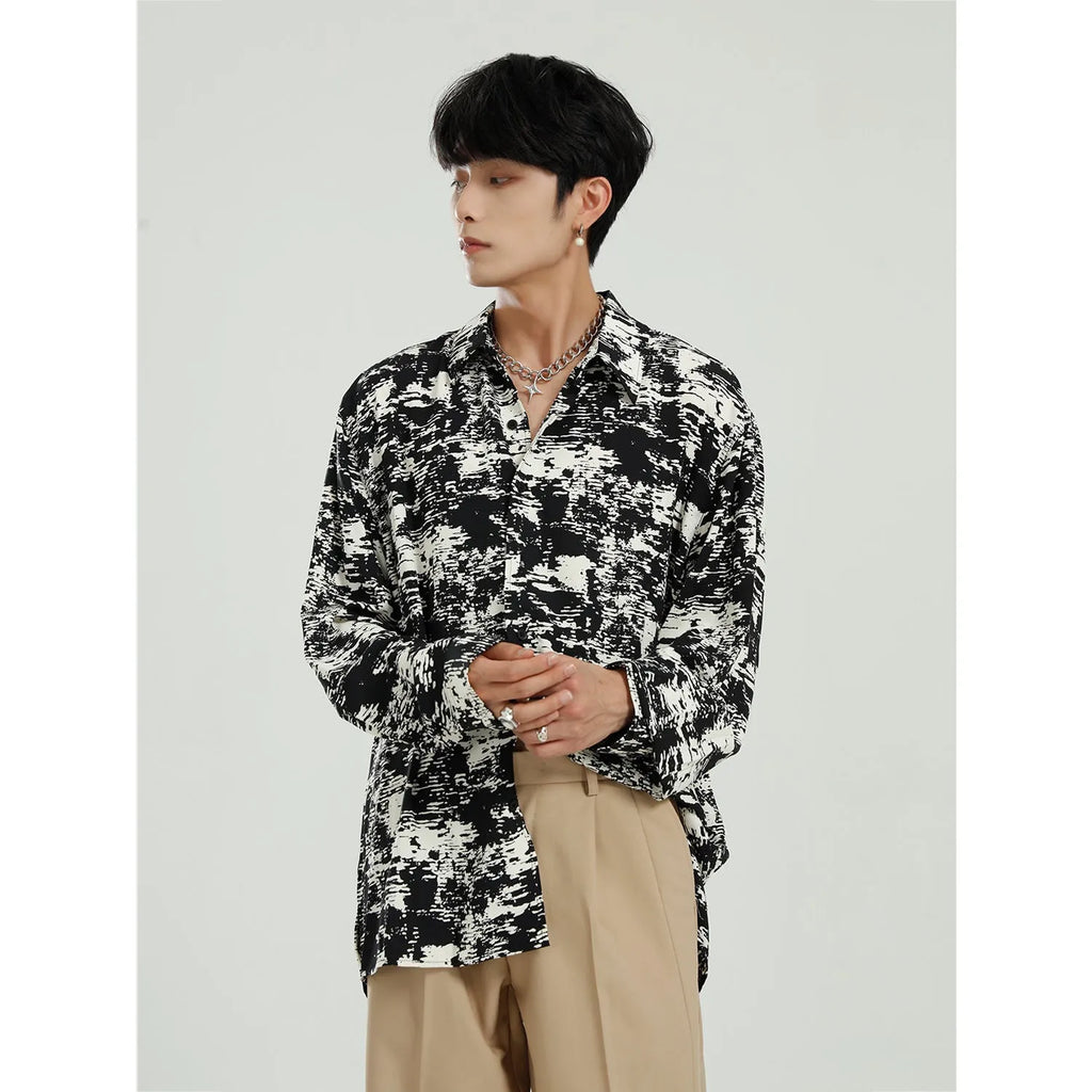 Korean style wild design loose fit black polyester square collar long sleeve shirt top for women