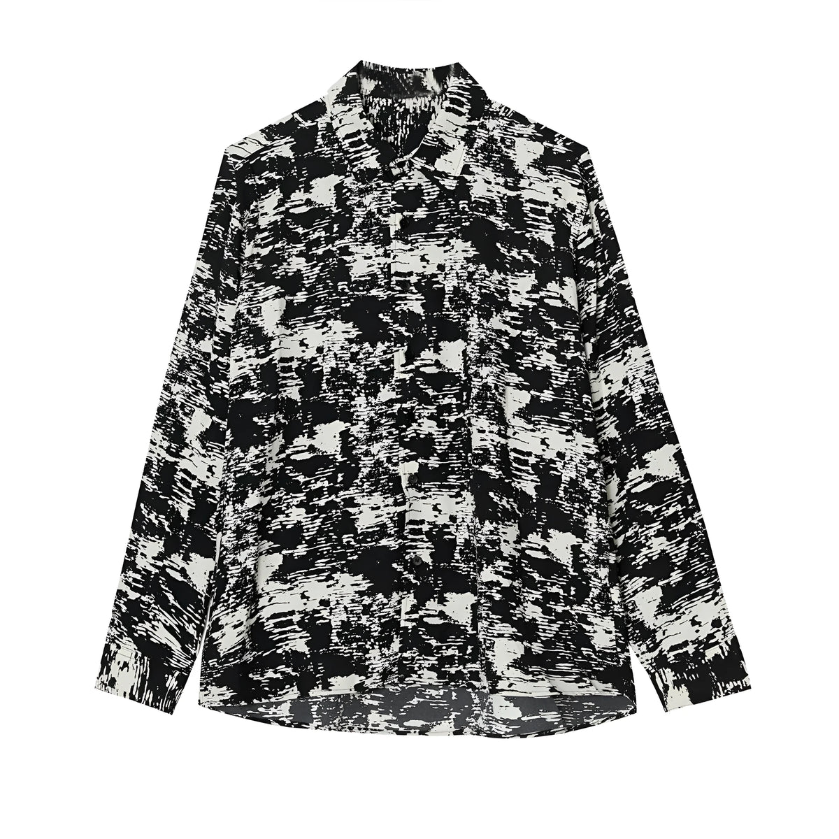 Korean style wild design loose fit black polyester square collar long sleeve shirt top for women
