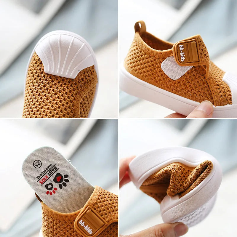 Kids' stripe pattern casual sneakers with PVC sole in yellow, grey, black, and rubber powder colours.