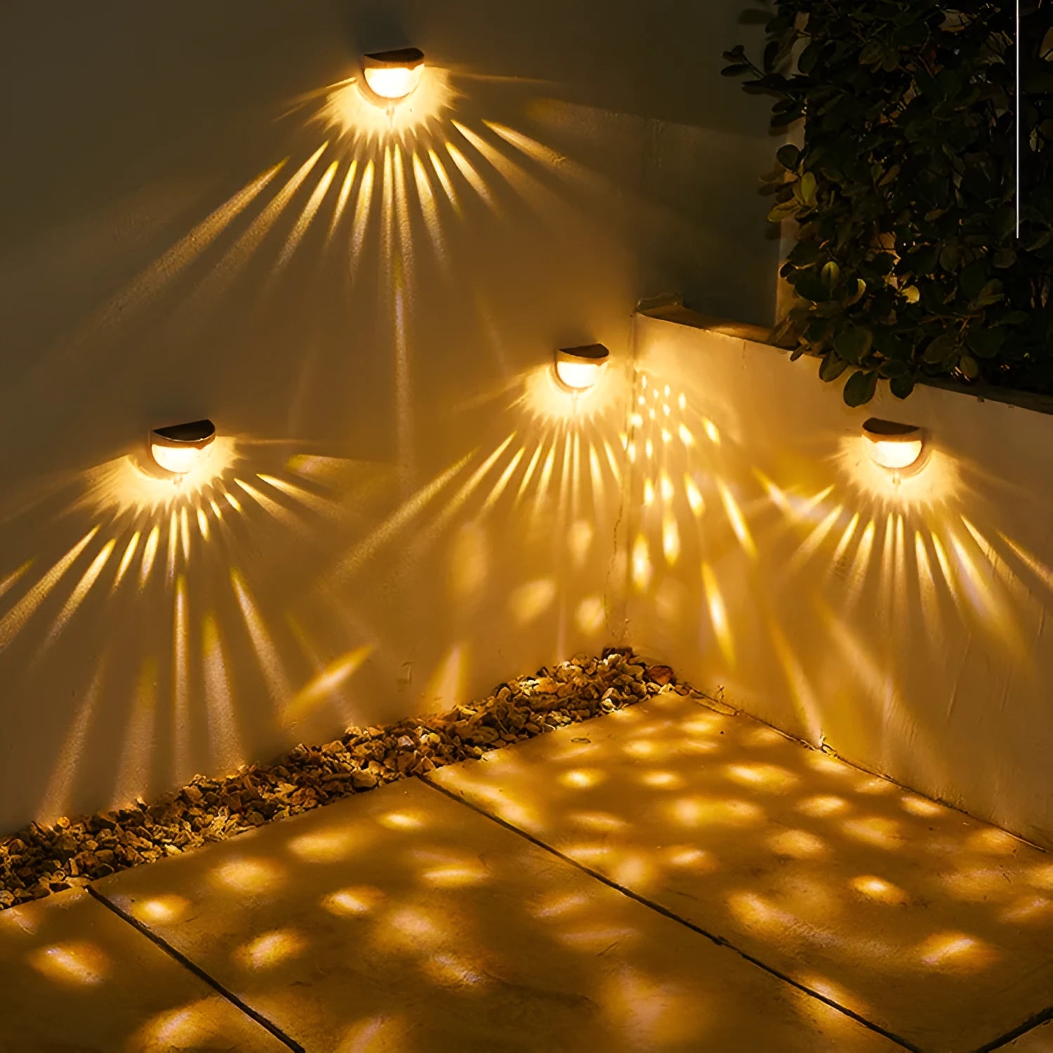 Solar light and shadow wall lamp outdoor garden decoration stair light warm light option