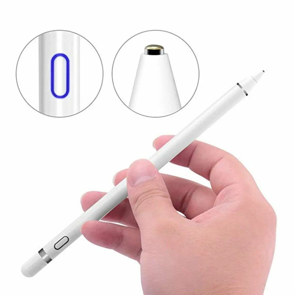 Universal active capacitive stylus pen metal cap compatible with iPad iPhone Android tablet black white silver pink red