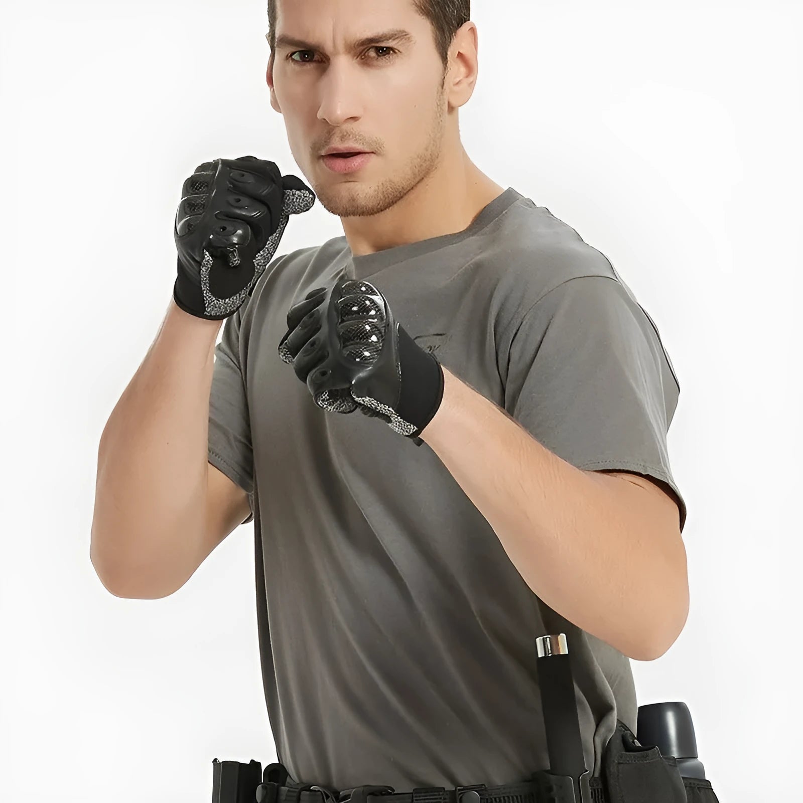 Tactical gloves with carbon fibre full-finger stab-resistant protection in solid colour, sizes M L XL