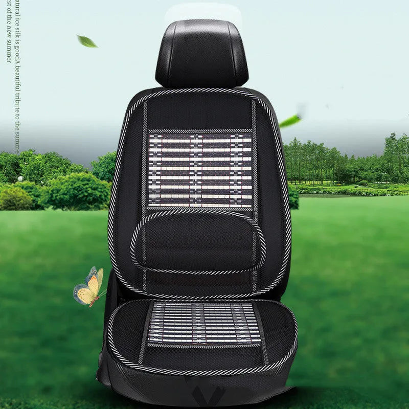 Bamboo silk breathable cool pad seat cushion with waistband for universal use in car, van, or office